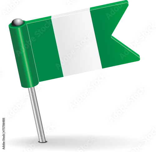 Nigerian pin icon flag. Vector illustration