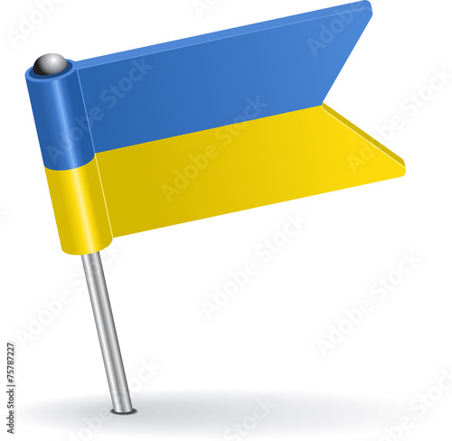 Ukrainian pin icon flag. Vector illustration