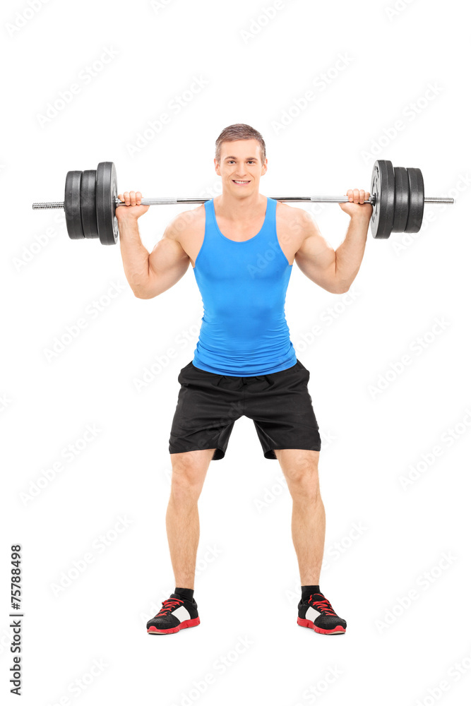 Athlete exercising with a heavy weight Athlete exercising with a heavy weight