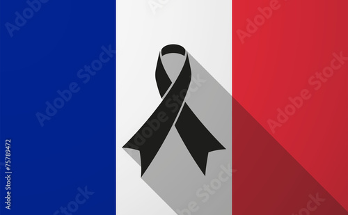 France long shadow flag with a black ribbon
