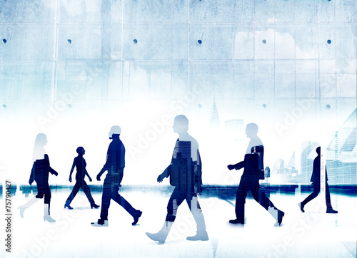 Organization Business People Commuter Silhouette Concept