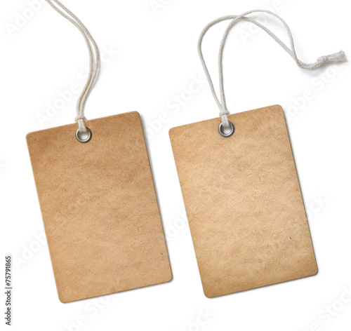 old paper cloth tag or label set isolated