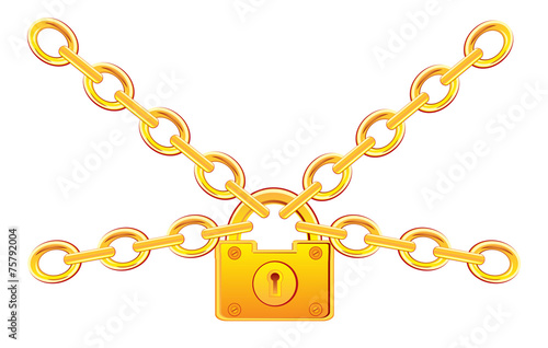 Gold lock in chain