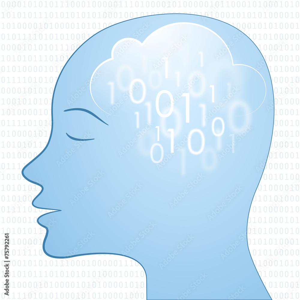blue head with data cloud inside #3 blue head with data cloud inside #3