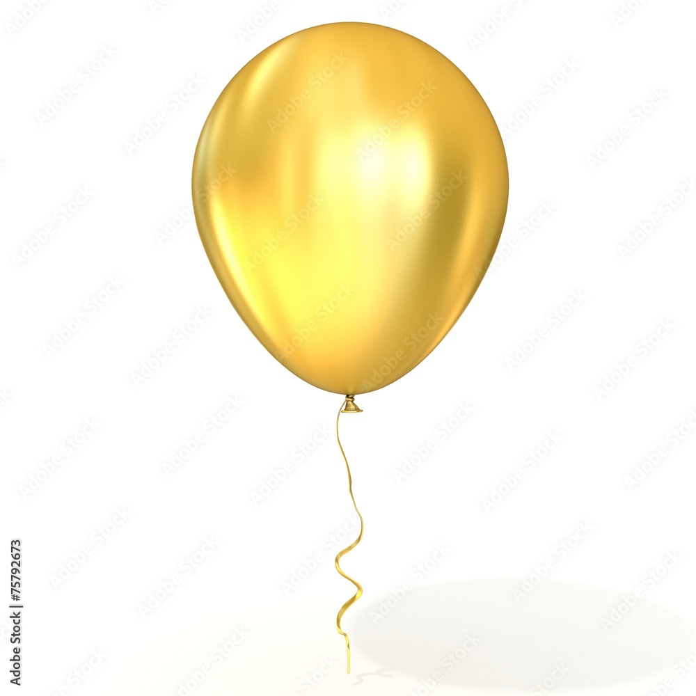 Golden Balloon Ribbon Isolated White Background — Stock Photo