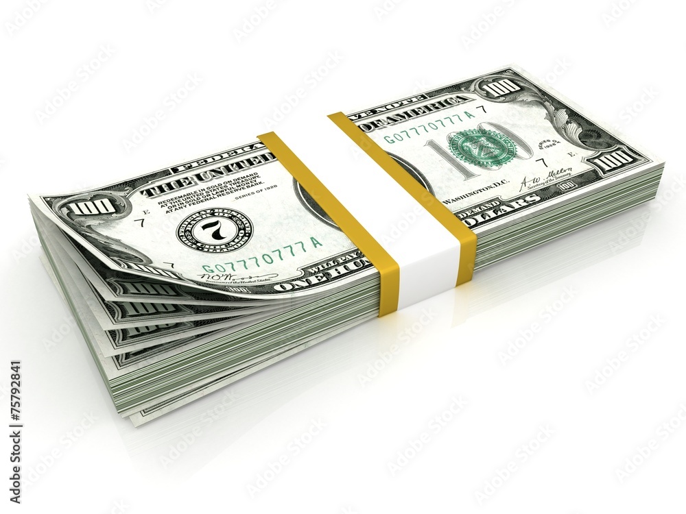 Stack of hundreds dollars isolated on white background Stack of hundreds dollars isolated on white background