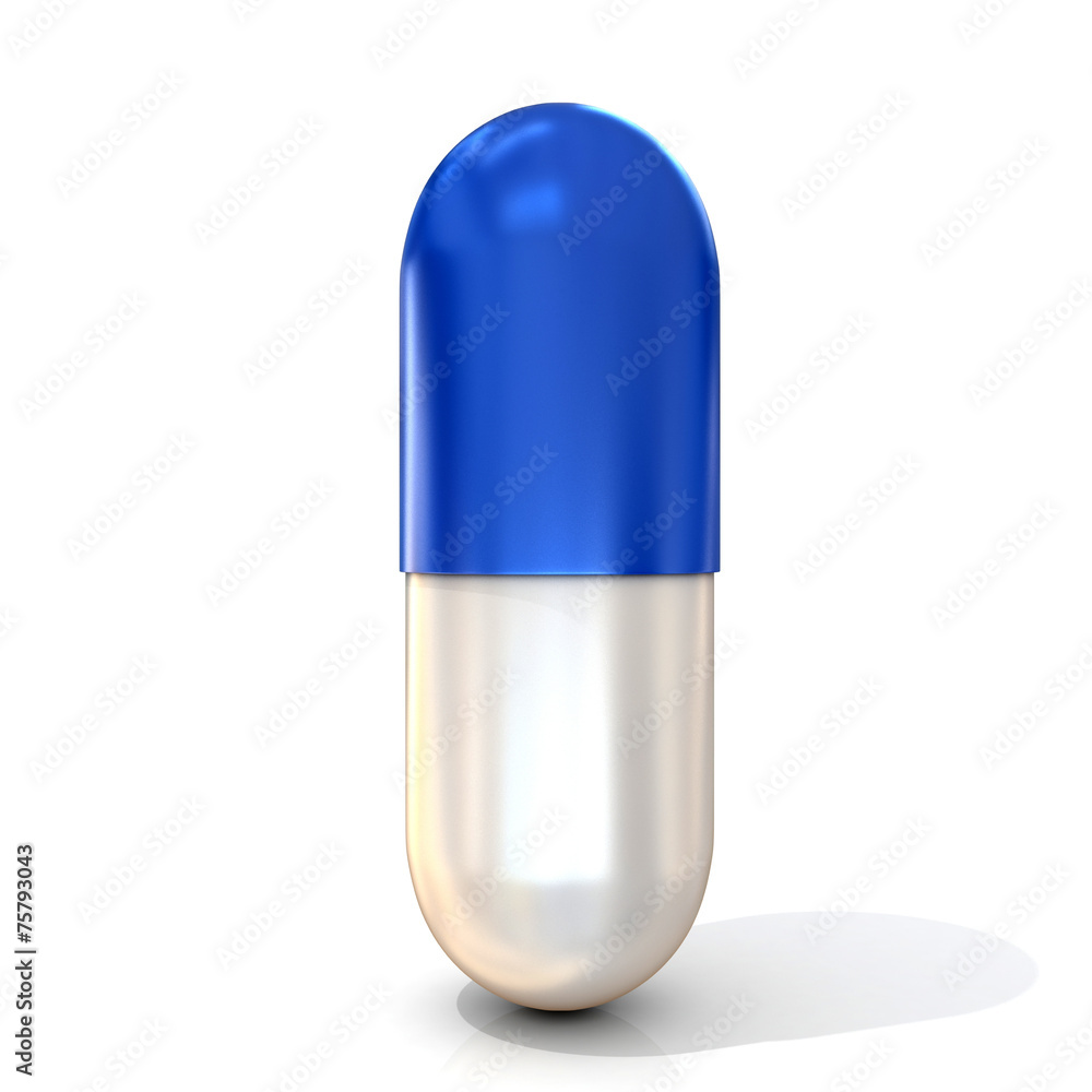 Blue pill capsule, isolated on white background Blue pill capsule, isolated on white background