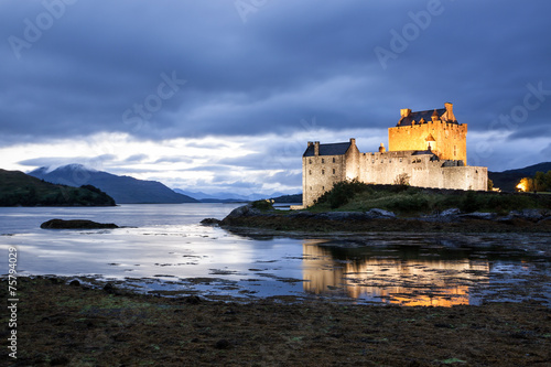 Eilean Donan Castle at dusk, Scotland, Uk