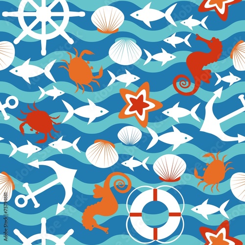 Sea seamless pattern