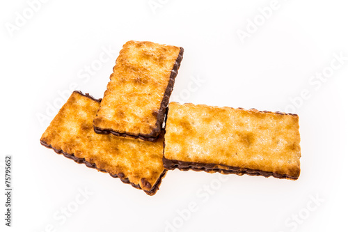 closeup biscuit on white background