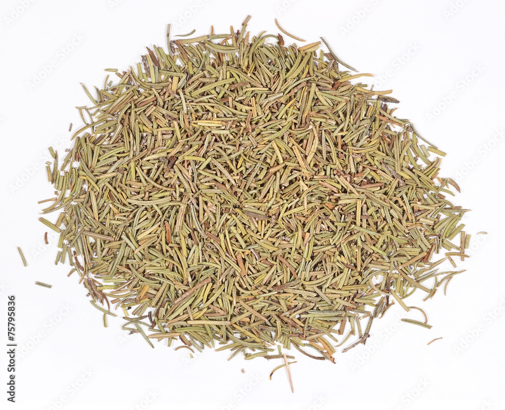 Heap of dried rosemary on a white Heap of dried rosemary on a white