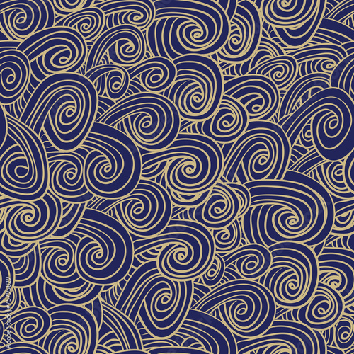 Doodle waves seamless pattern