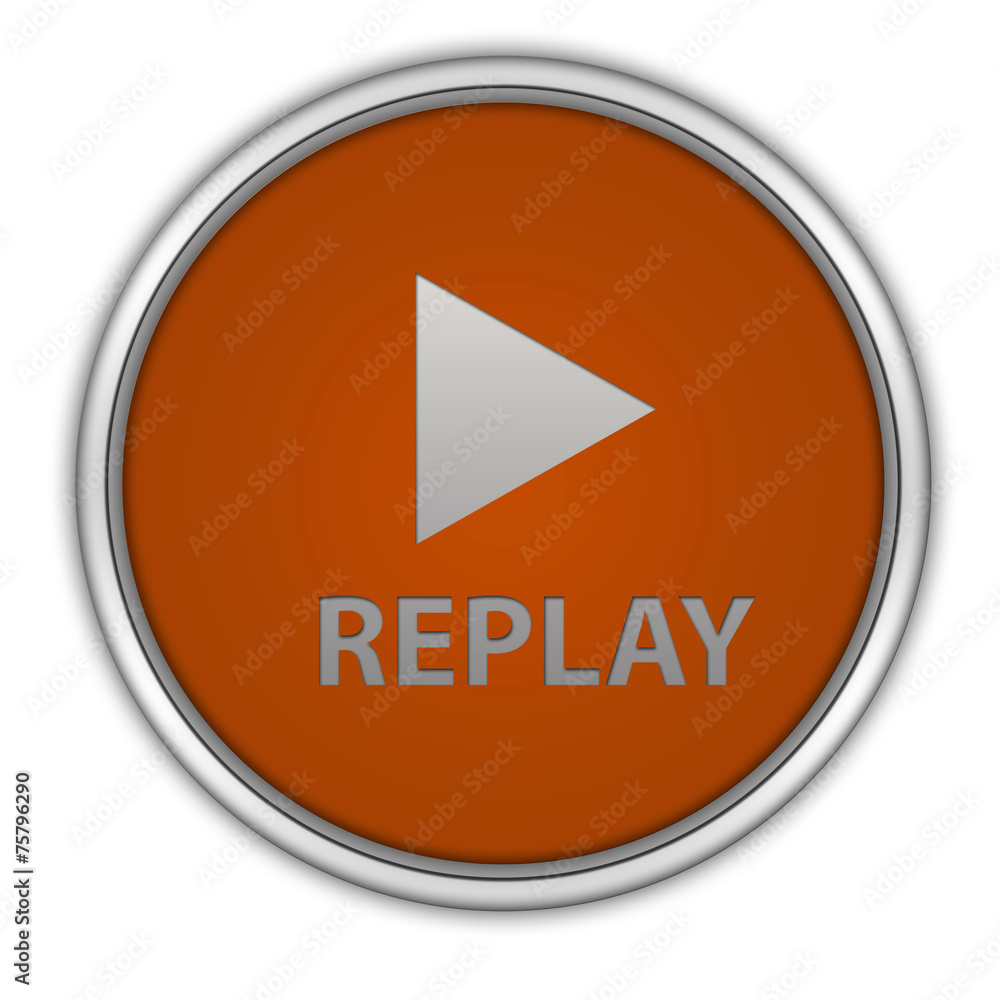 Replay circular icon on white background Replay circular icon on white background
