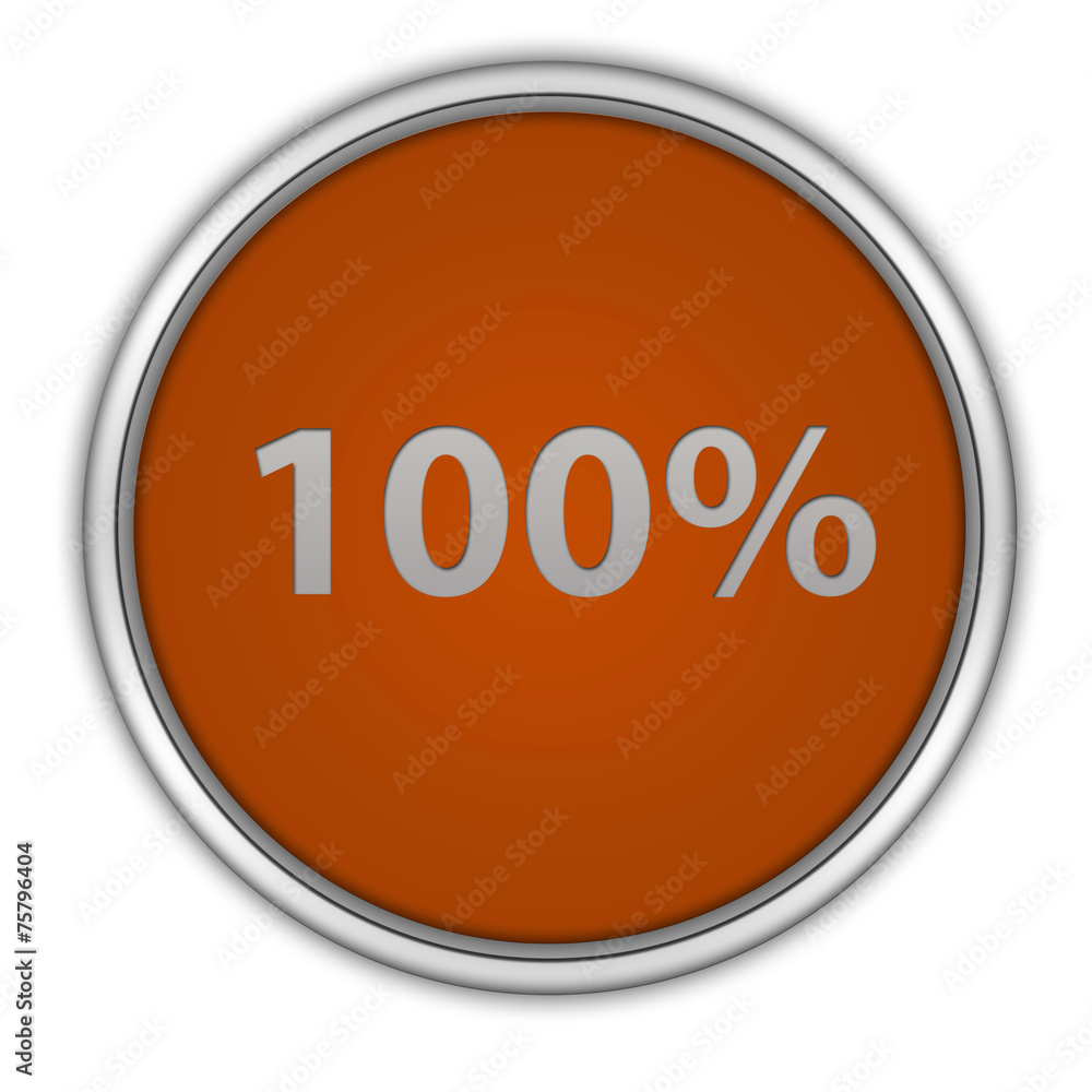 Hundred percent circular icon on white background Hundred percent circular icon on white background