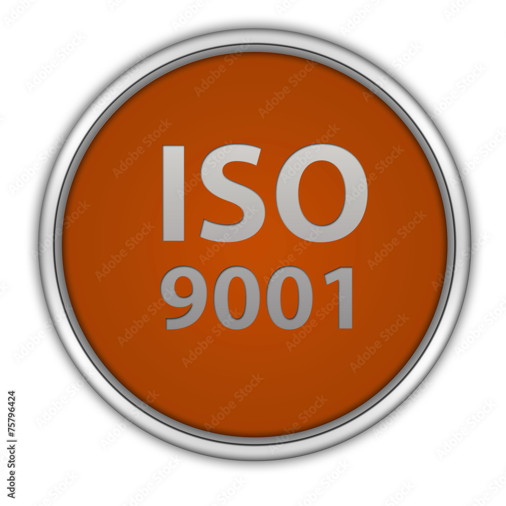 Iso 9001 circular icon on white background Iso 9001 circular icon on white background