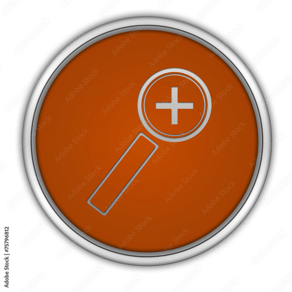Zoom in circular icon on white background Zoom in circular icon on white background