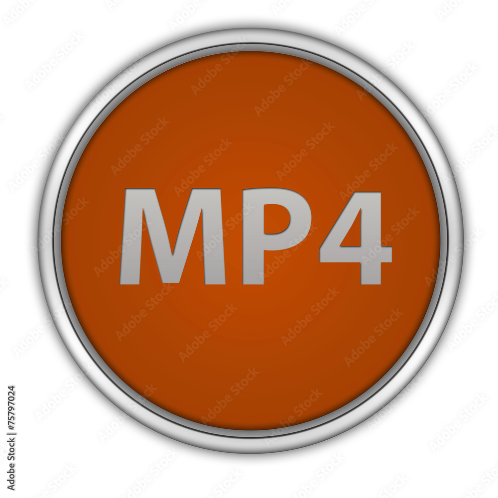MP4 circular icon on white background MP4 circular icon on white background