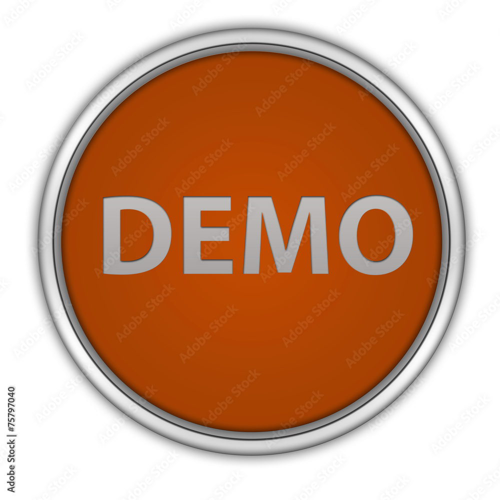 Demo circular icon on white background Demo circular icon on white background