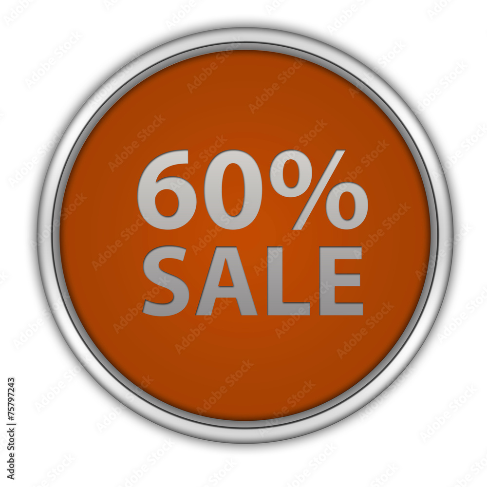 Sale sixty percent circular icon on white background Sale sixty percent circular icon on white background