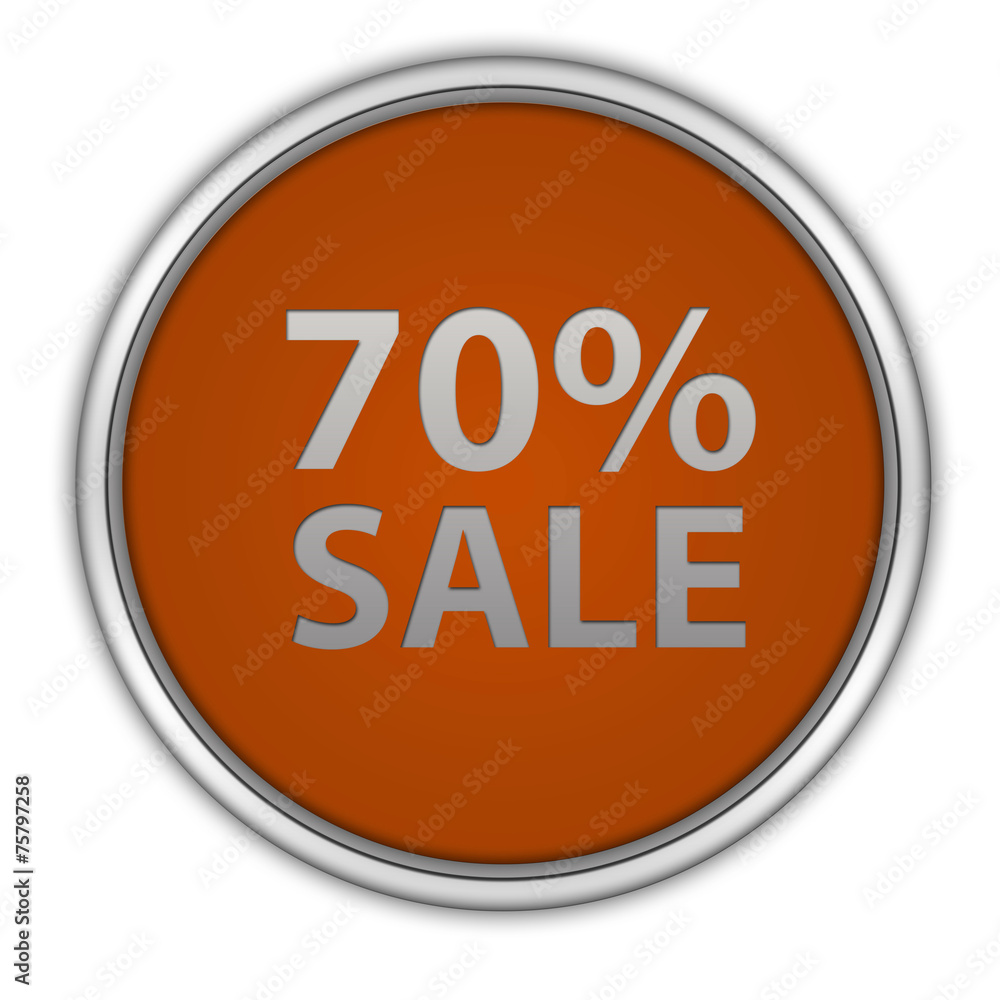 Sale seventy percent circular icon on white background Sale seventy percent circular icon on white background
