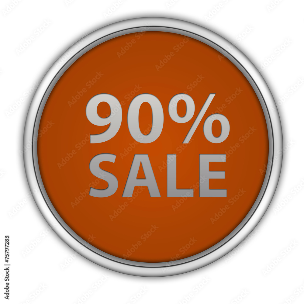 Sale ninety percent circular icon on white background Sale ninety percent circular icon on white background