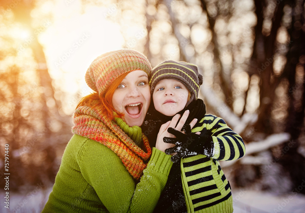 Family in winter time having fun Family in winter time having fun