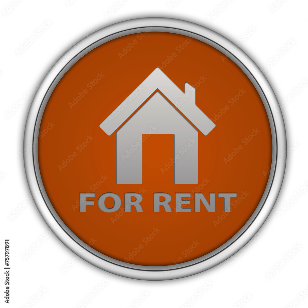 For rent circular icon on white background For rent circular icon on white background