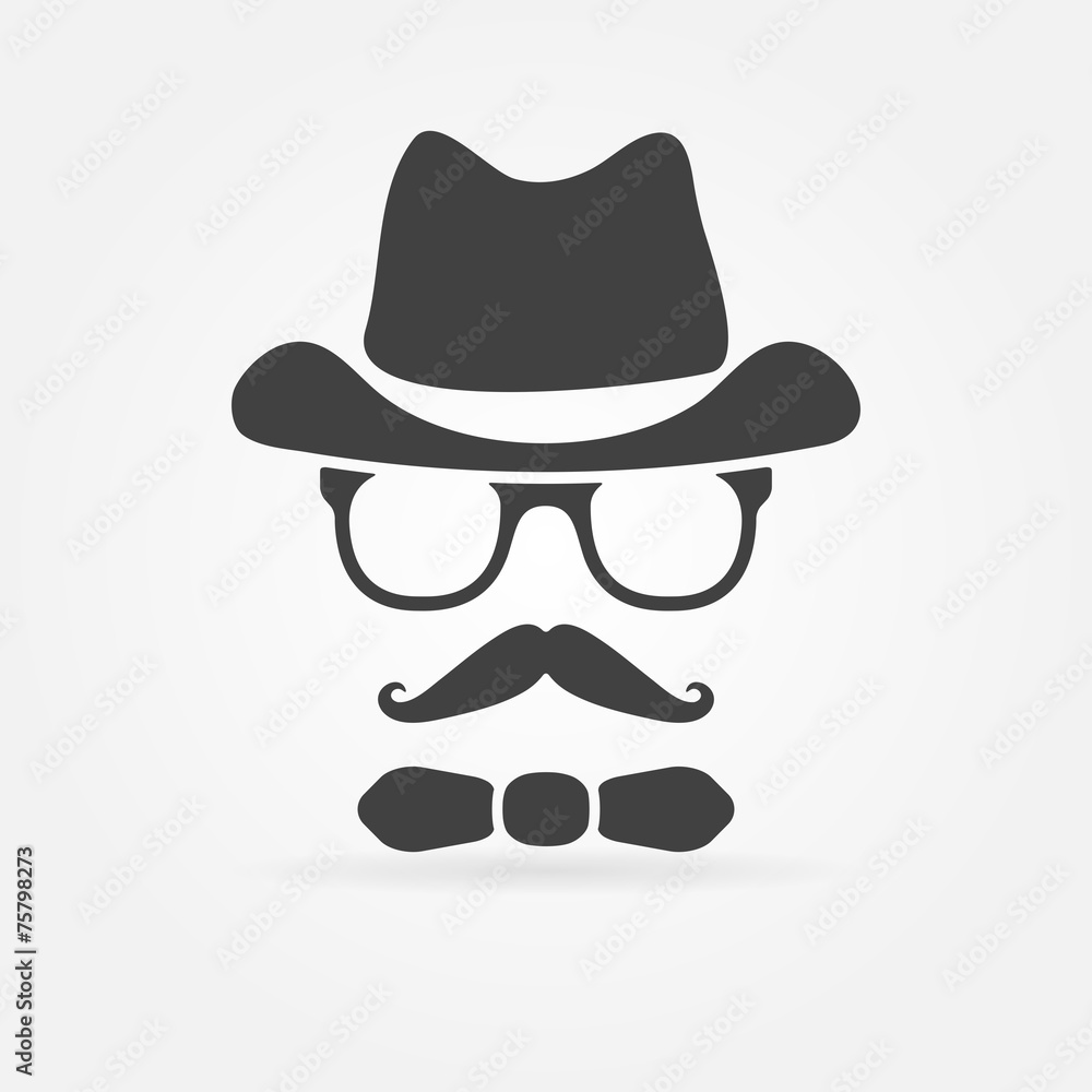 Hipster style of face silhouette - vector logo Hipster style of face silhouette - vector logo