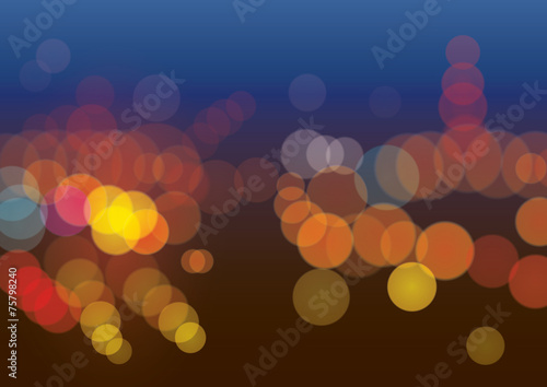 Blurred lights of big city in night time, vector background