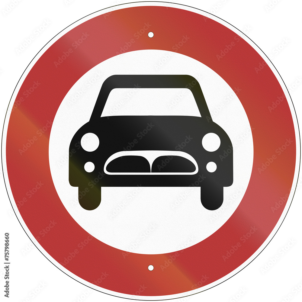 Old design (1964) of German sign prohibiting thoroughfare for all motor vehicles (except motorcycles) Old design (1964) of German sign prohibiting thoroughfare for all motor vehicles (except motorcycles)