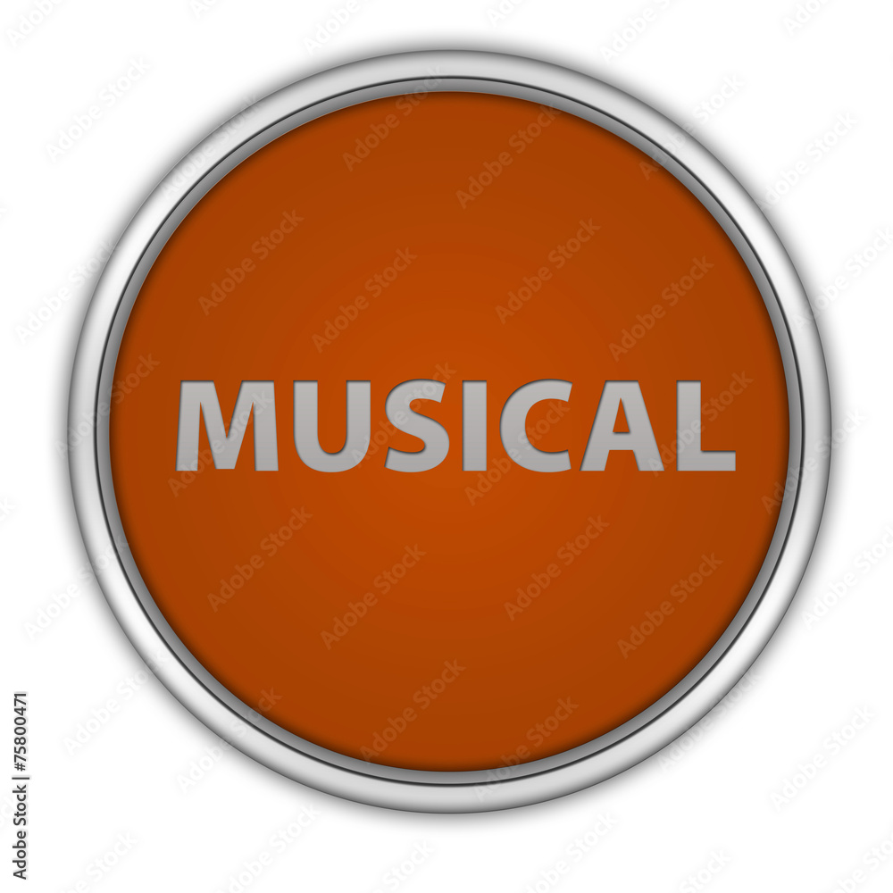 Musical circular icon on white background