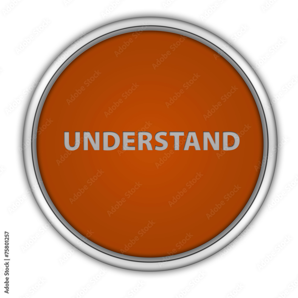 Understand circular icon on white background Understand circular icon on white background