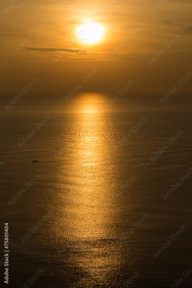sun set and reflextion on the sea