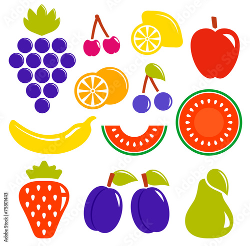 set isolated fruit icons