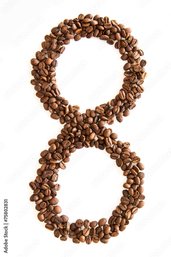 Zahl 8 aus Kaffeebohnen Zahl 8 aus Kaffeebohnen