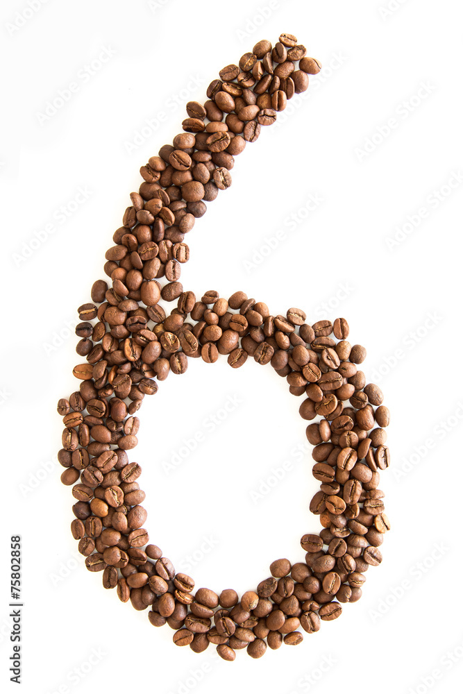 Zahl 2 aus Kaffeebohnen Zahl 2 aus Kaffeebohnen