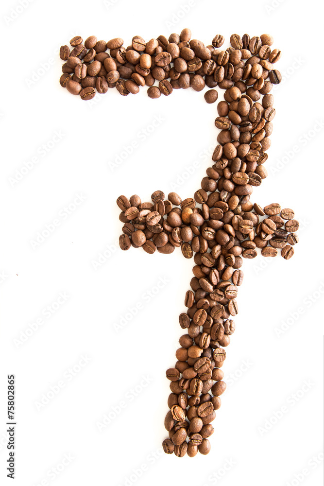 Zahl 7 aus Kaffeebohnen Zahl 7 aus Kaffeebohnen