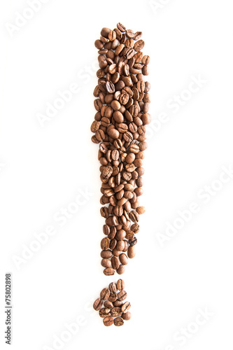 Ausrufezeichen mit Kaffeebohnen