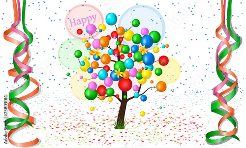 Serpentine.  Clapper. Birthday. Holiday. Celebration. Tree.