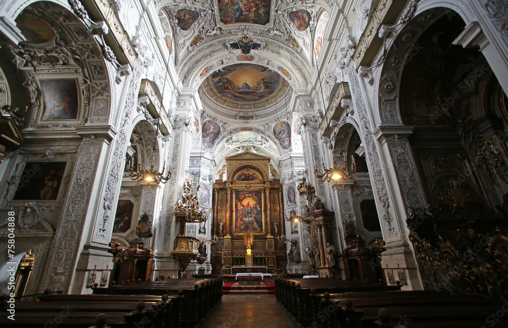 Interior view of Dominican Church in Vienna