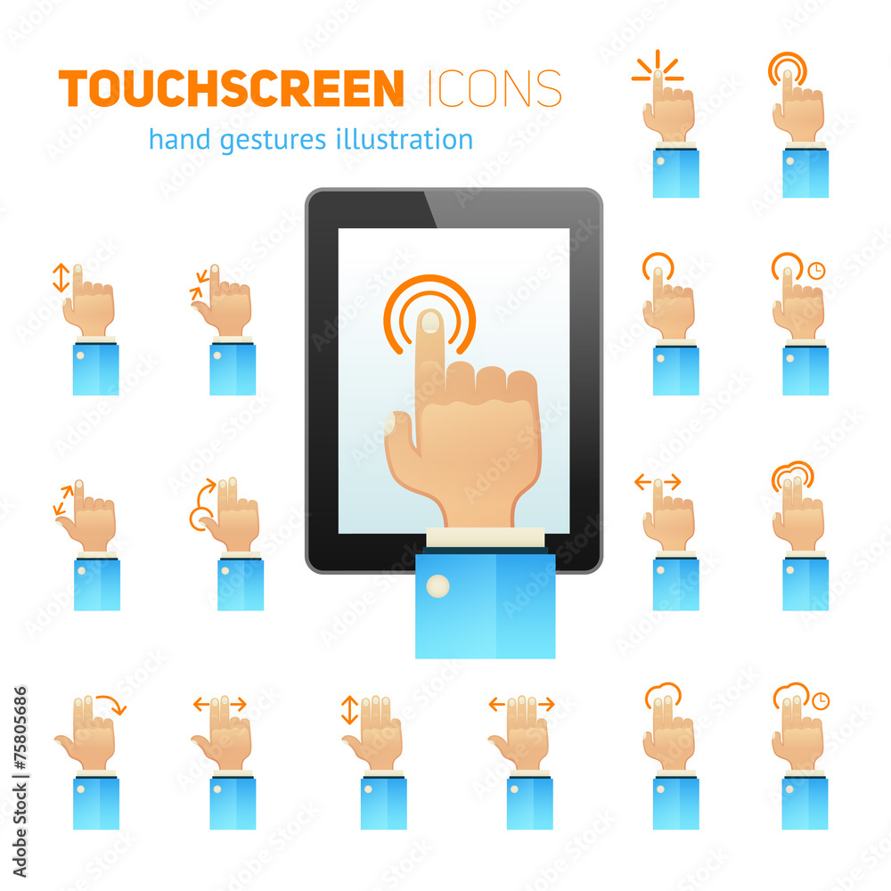 Touch screen gestures icons Touch screen gestures icons