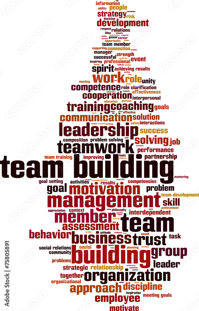 Obraz premium Team building power word cloud concept. Vector illustration