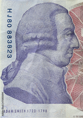 Photography Adam Smith portrait on reverse of 20 pound sterling banknote