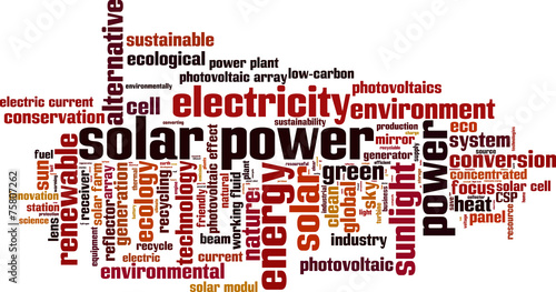 Solar power word cloud concept. Vector illustration