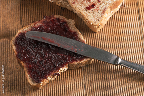 Homemade jam on integral bread