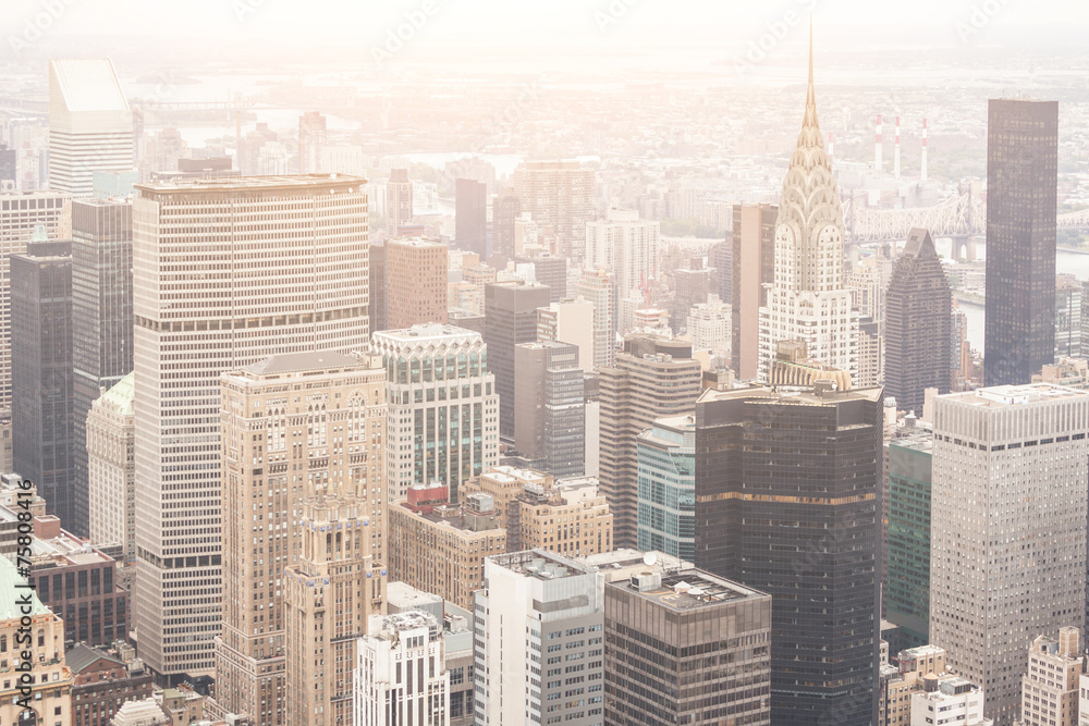 Fototapeta premium New York Aerial View on a Cloudy Day