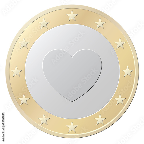 One Euro coin with heart