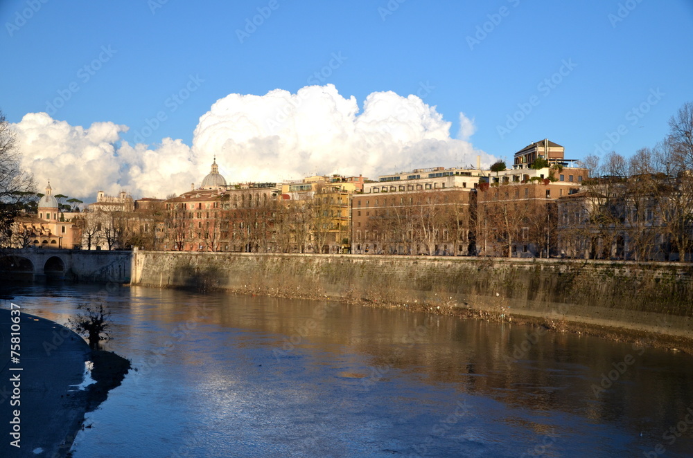 View of the River Tiber from Ponte Umberto I  in Rome