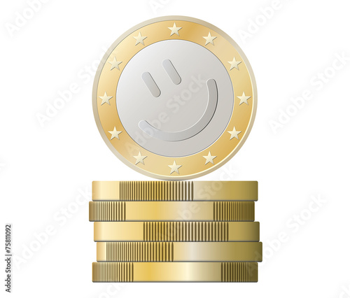 Euro coins stack with smile