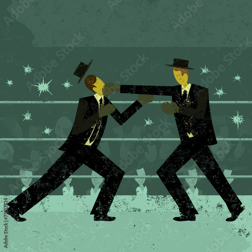 Businessmen boxing match